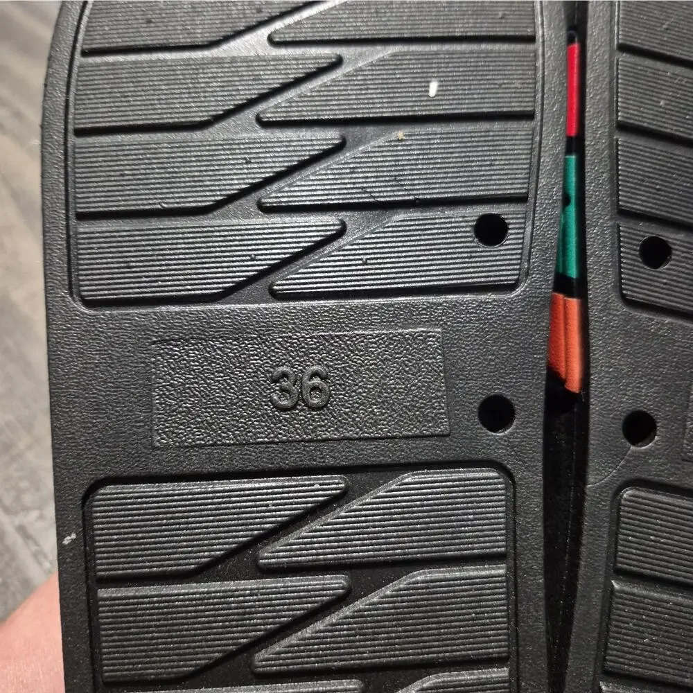 7-11 Shoes Slides Size 36 Womens 6 Mens 4 Sandals Black Red Green Orange 7Eleven